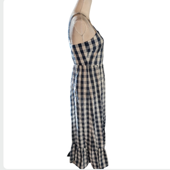 J. Crew Navy Gingham Maxi Dress XS Sundress Smocked Back - Picture 9 of 15
